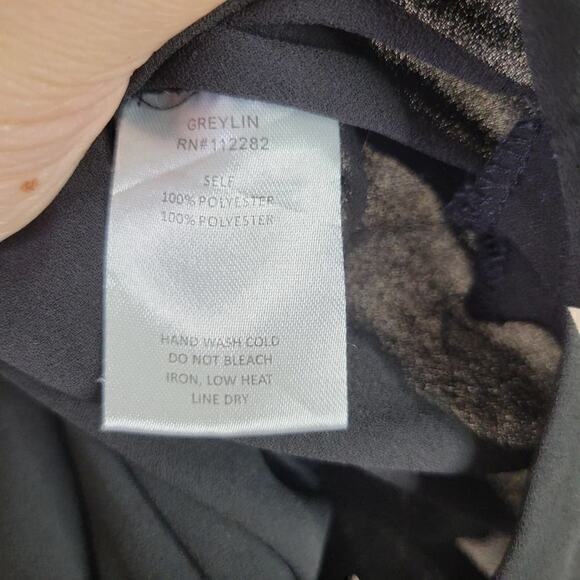 Greylin Lace Up Blouse Top Womens Size XS Black Long Sleeve Boat Neck - Picture 6 of 6